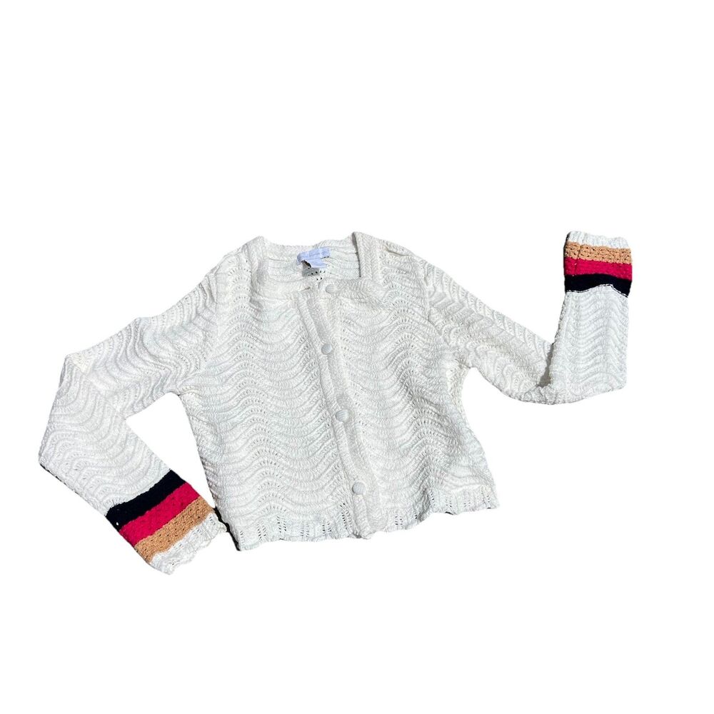 House of Harlow 1960 Women's Knit Crochet Cardigan Buttons Cotton Boho NWT Small